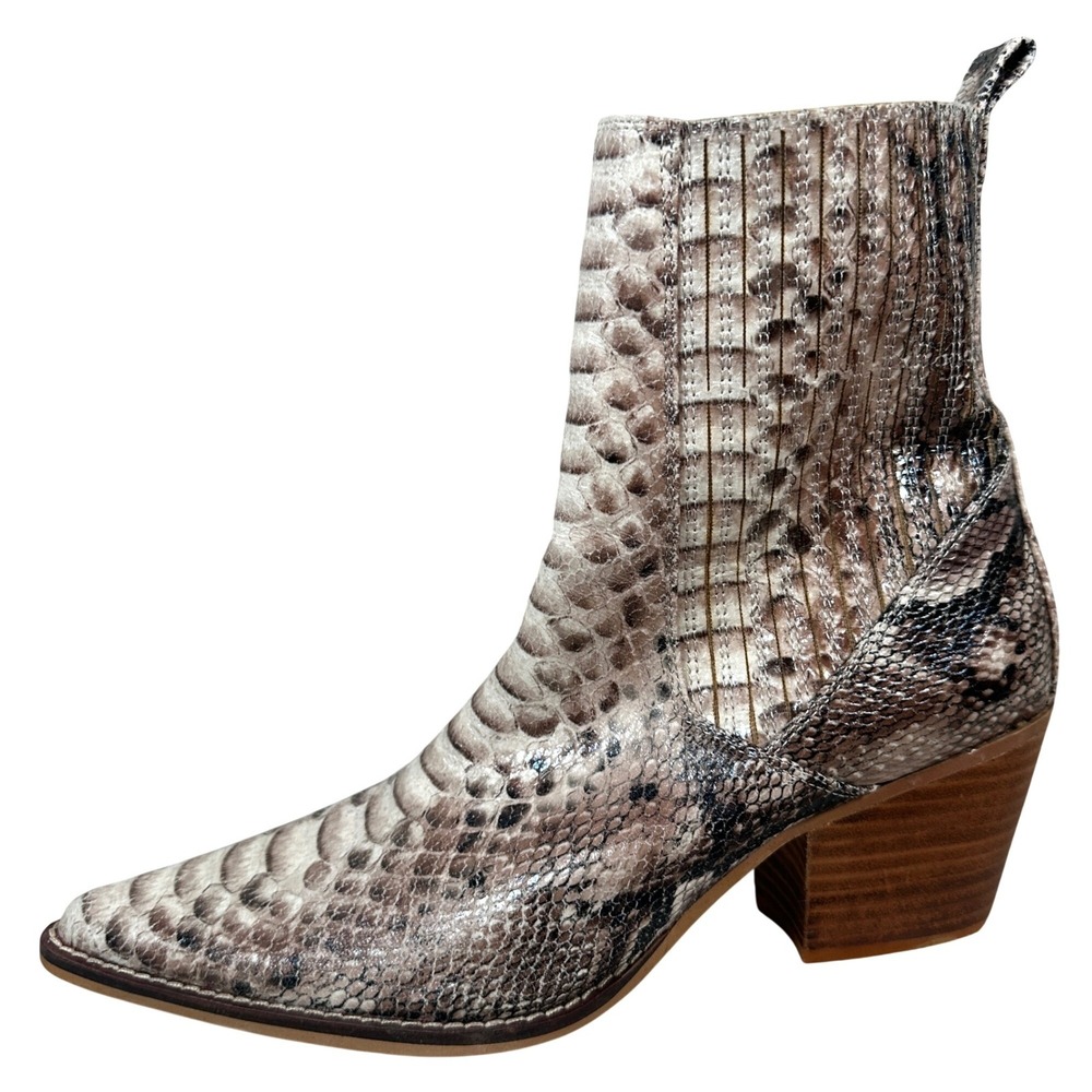 Arider Girl Womens Snakeskin‎ Print Western Ankle Boots Pointed Toe Tan Size 10